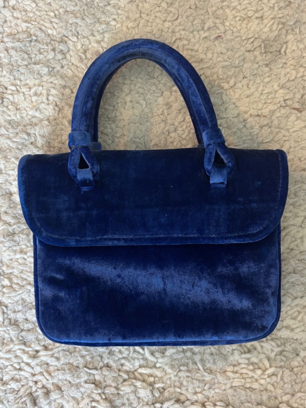 Maryam Nassir Zadeh Blue Velvet Handbag Purse Accordian Vintage Style